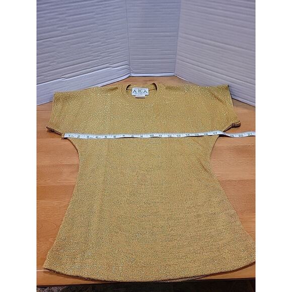 authentic A.K.A. Women's Gold Blouse Size M Vintage,Holiday Party,Classy! USmade - Picture 3 of 8